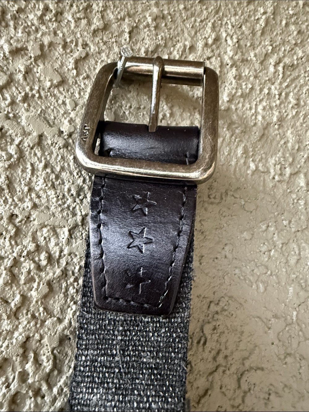 John Varvatos Dark Brown Leather and Gray Canvas Belt Bag Strap